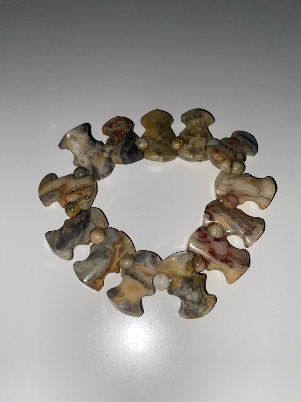 Natural Agate Puzzle-Link Stretch Bracelet in Earth Tones